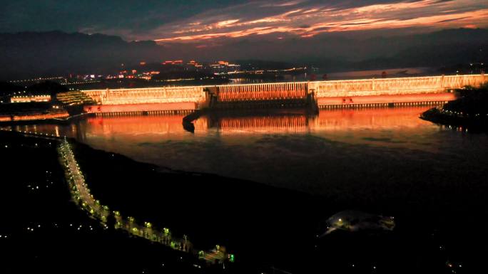 航拍三峡大坝夜景（二）