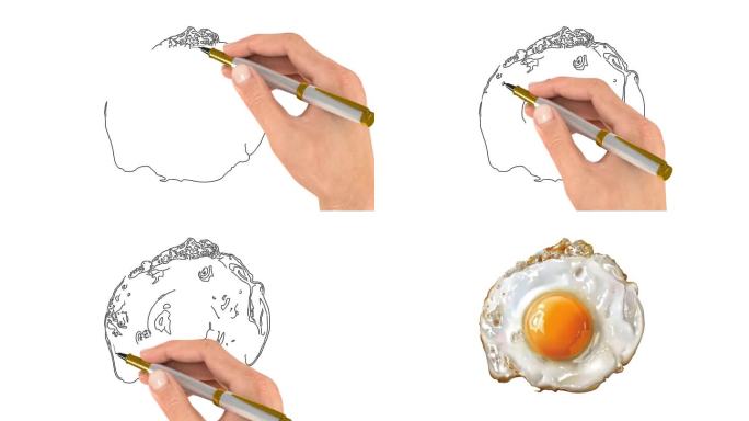 手绘煎鸡蛋素材1