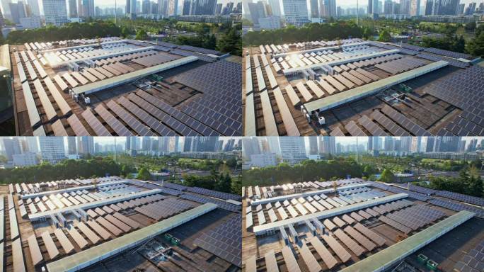 城市屋顶太阳能板