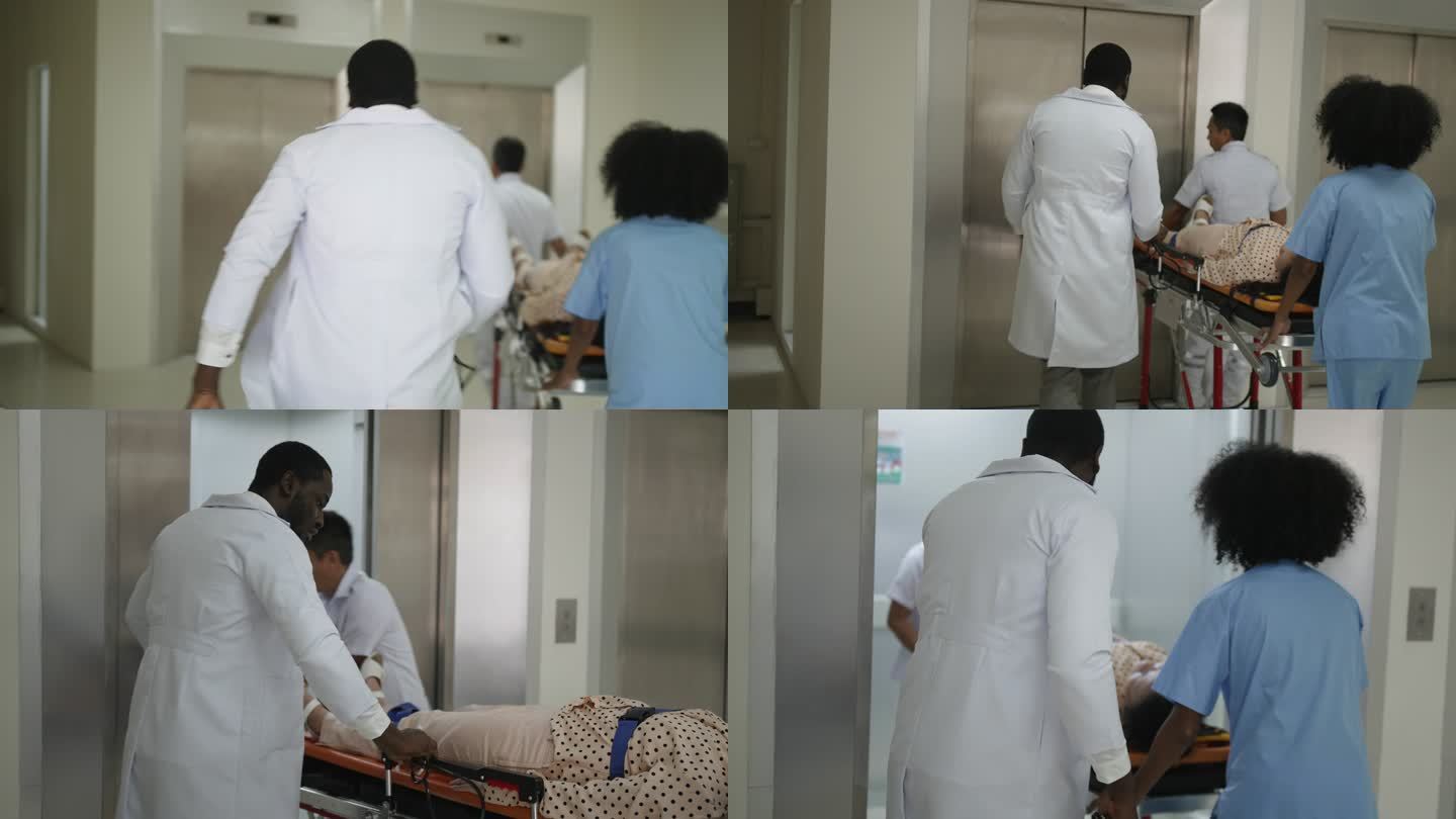 医生在救护车里检查病人。和助手一起。