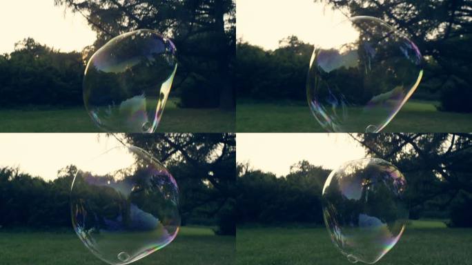 公园里的泡泡。夏天的乐趣