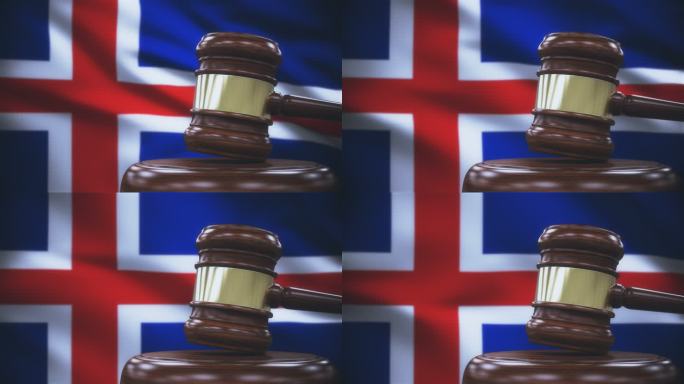 冰岛国旗背景的盖尔法官