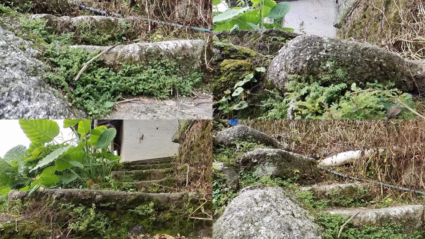 石头梯级上石级山村石级路踏上梯级石头路