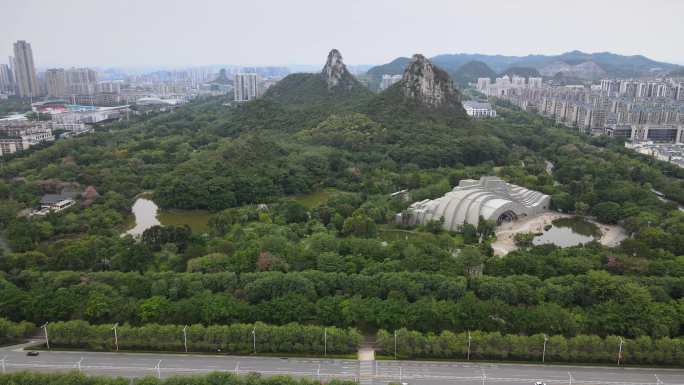 柳州奇石馆马鹿山航拍风景市区售票处广西