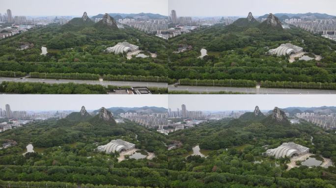 柳州奇石馆马鹿山航拍风景市区售票处广西