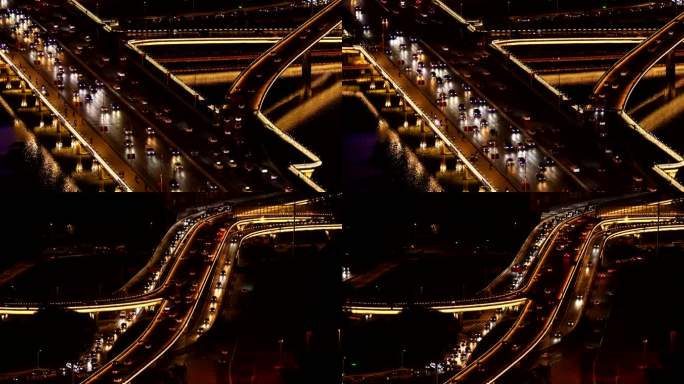 城市夜景 夜晚交通马路车流 城市夜色