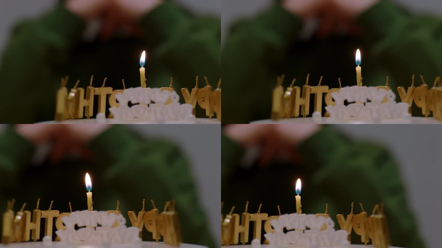 【4K阿莱】少女夜晚客厅独自点上生日蜡烛