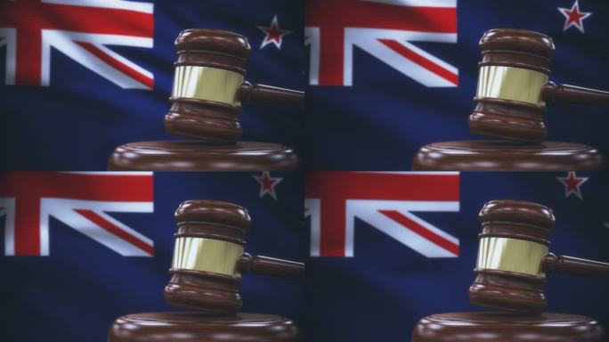 新西兰国旗背景的盖尔法官
