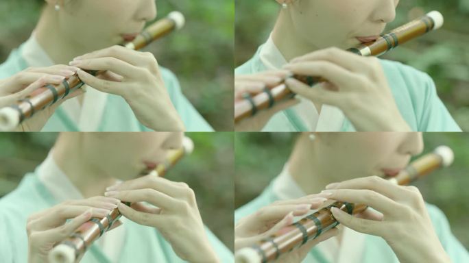 【4K升格】优雅古代女子吹笛子