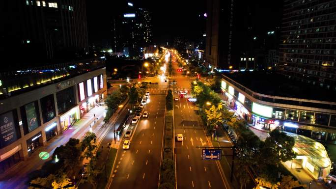 城市马路车辆车流夜景航拍44