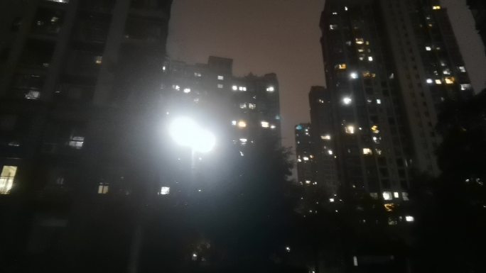 楼房 夜景 路灯 寂静 居民 小路 社区