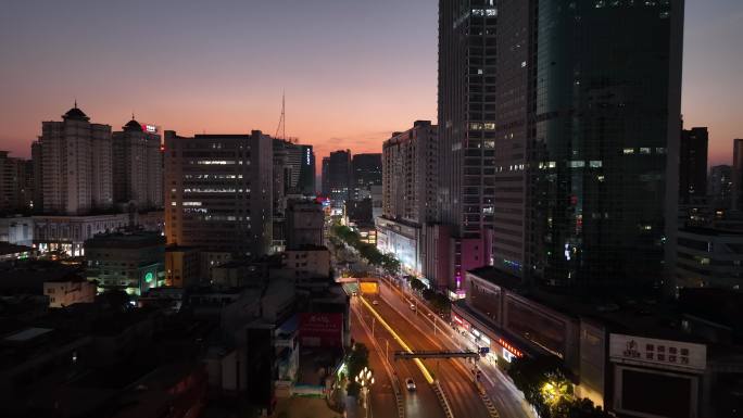 昆明盘龙区五华区南屏街夜景航拍