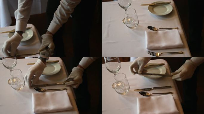 安排晚餐餐桌外国人西餐摆桌子刀叉