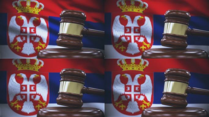 塞尔维亚国旗背景下的盖尔法官