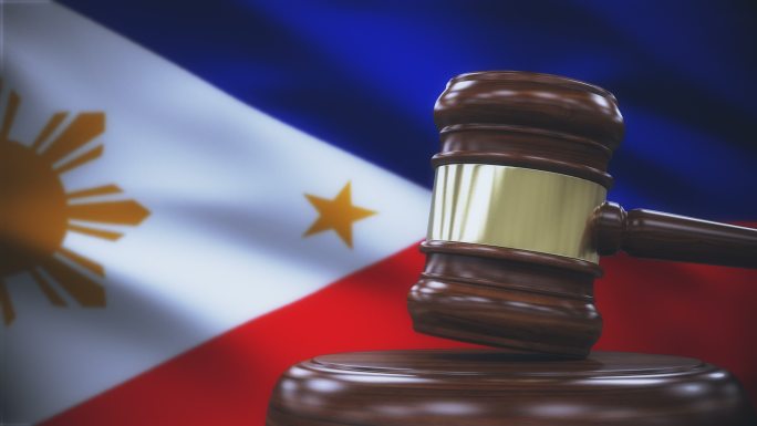 菲律宾国旗背景的盖尔法官