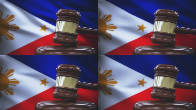 菲律宾国旗背景的盖尔法官