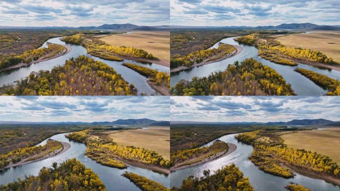 秋天的内尔蒙古根河湿地秋天