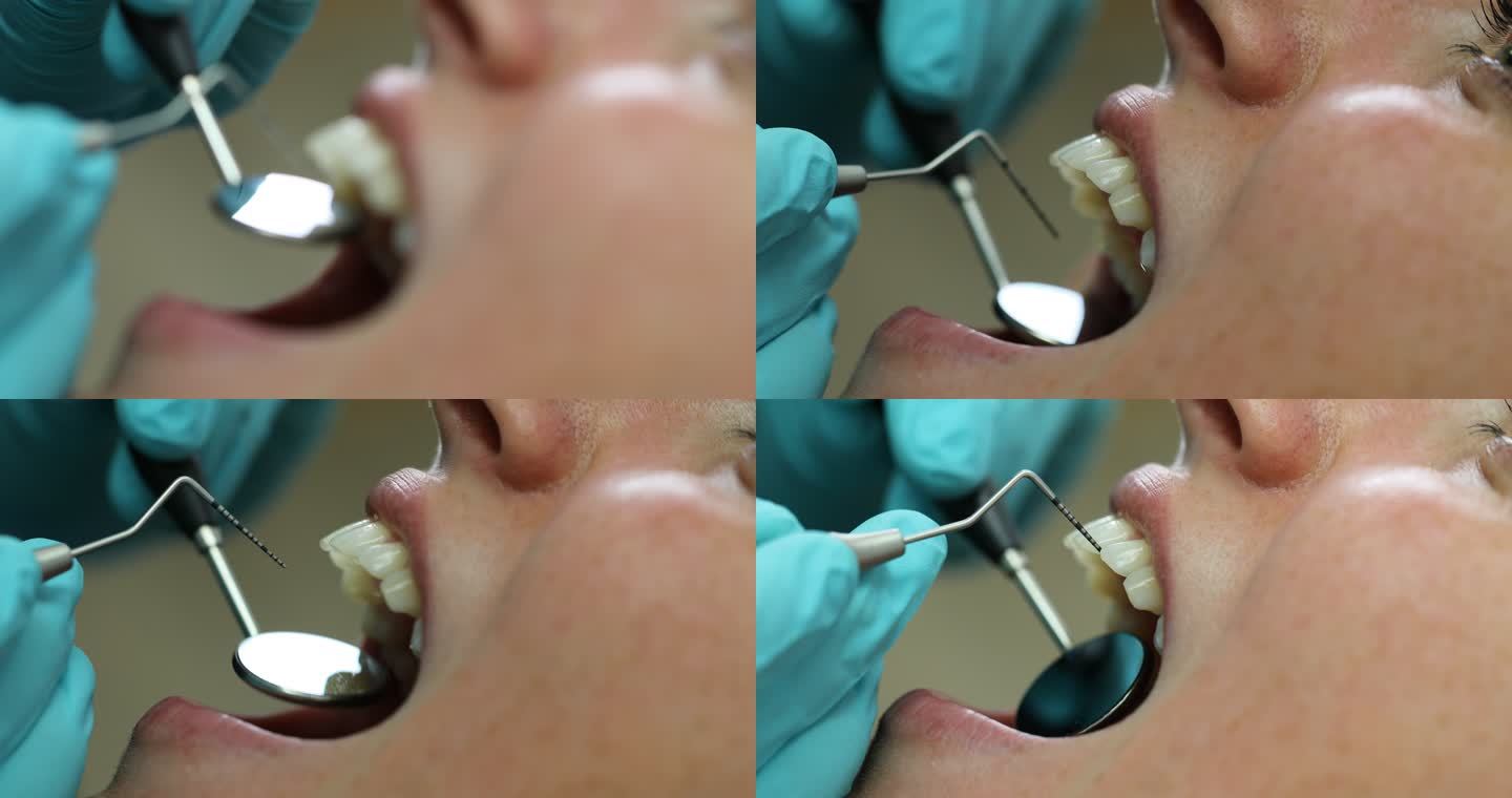 在牙医处接受牙科治疗的妇女