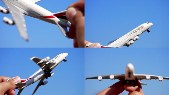4K手持飞机模型模拟飞行升格写意空镜