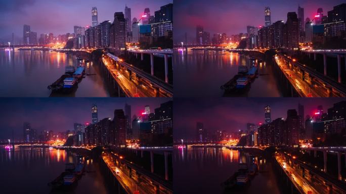 中国重庆美丽城市风景的时间倒影