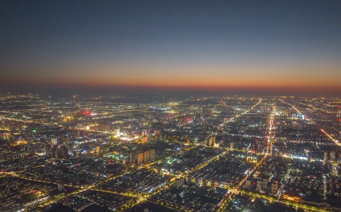 淄博市张店区高空航拍延时摄影夜景