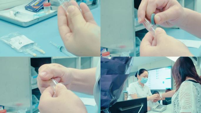 医院医护护士日常工作输液针剂医疗设备防疫