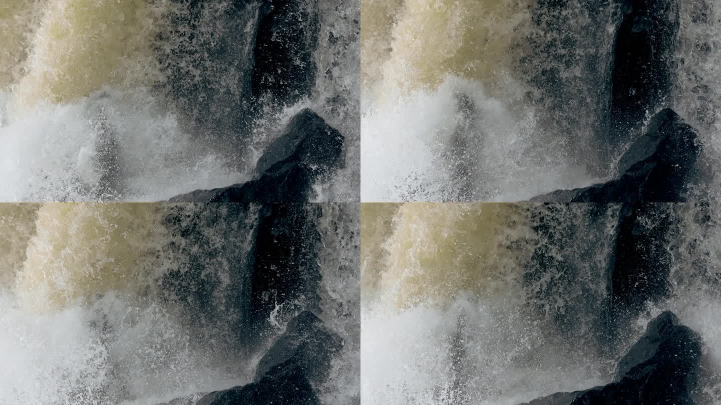 瀑布岩石-慢镜头
