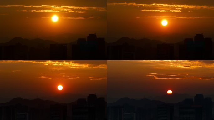 4k远山夕阳日落延时