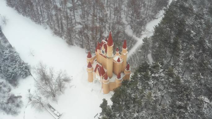 哈尔滨冬天雪景航拍