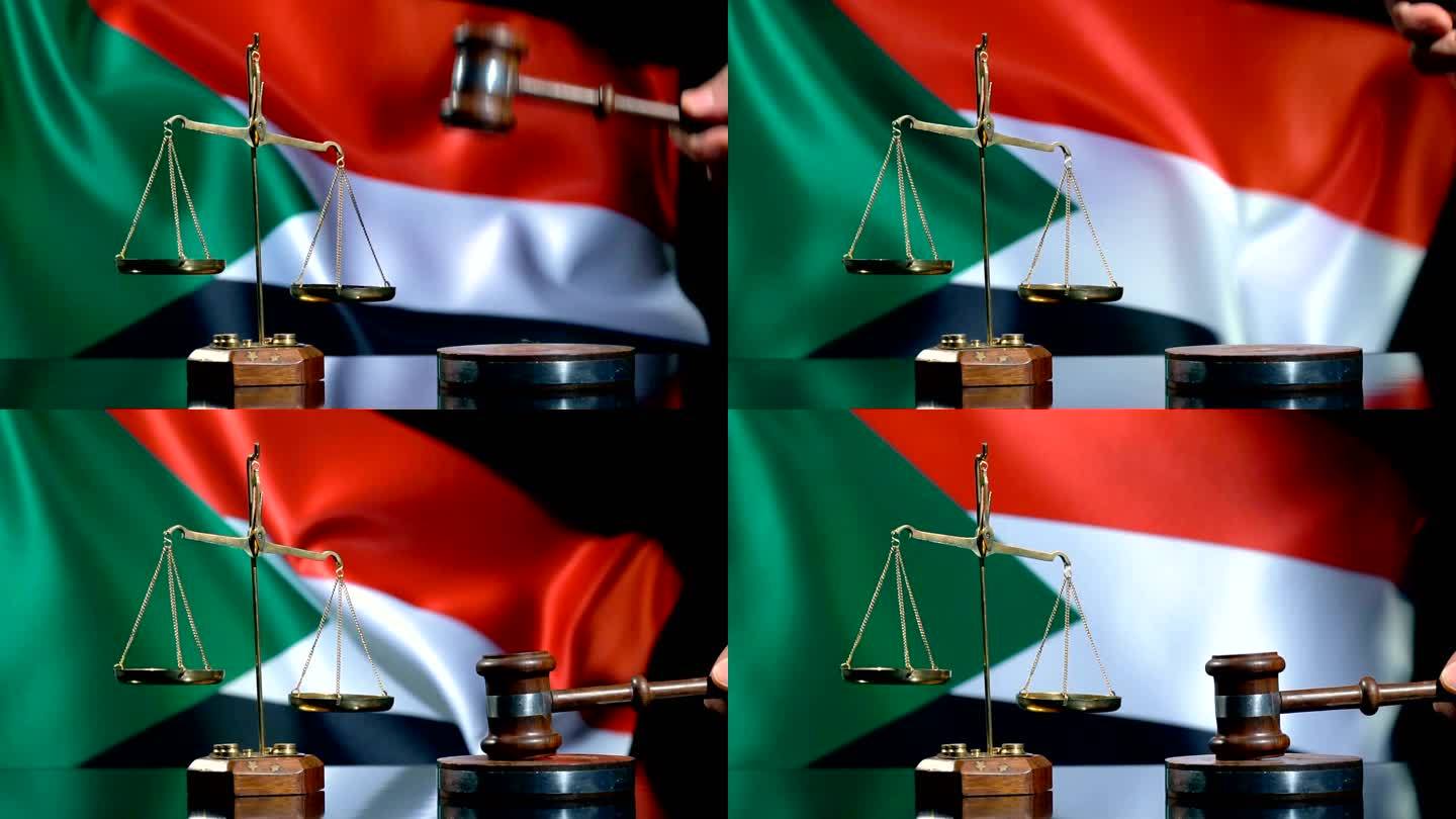 苏丹国旗的天平和斧头