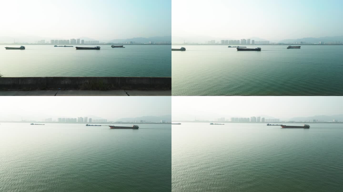 4K大江大河河运清晨航拍