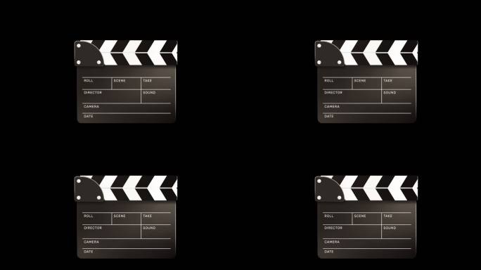 4K空白隔板动作动画库存视频运动图形视频动画。电影和电影拍板图标设计电影电影制作拍板股票视频与叠加阿