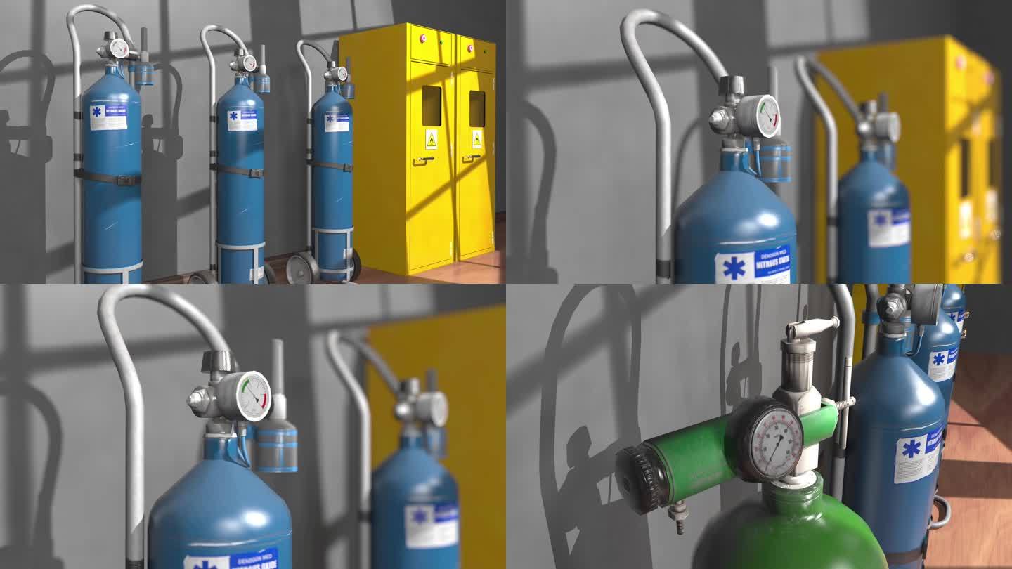 一组实验室气瓶动画 -c4d工程