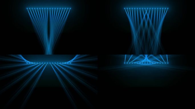 4K蓝色舞台灯光秀灯光特效动画上部