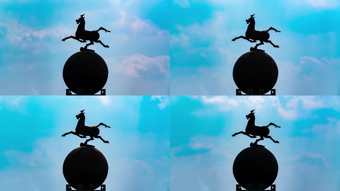【实拍】马踏飞燕旅游城市标志剪影