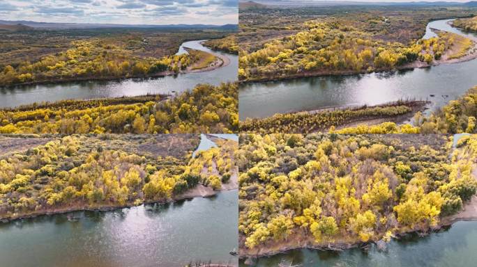 根河湿地的秋天风景