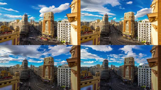 西班牙Timelapse的马德里城市Gran Via