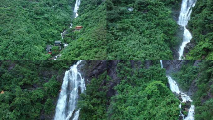 4K航拍生态环境青山绿水 高山瀑布