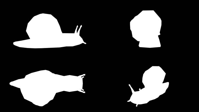 行走的蜗牛轮廓在黑色背景上。动物、野生动物、游戏、返校、3d动画、短片、电影、卡通、有机、色度键、角
