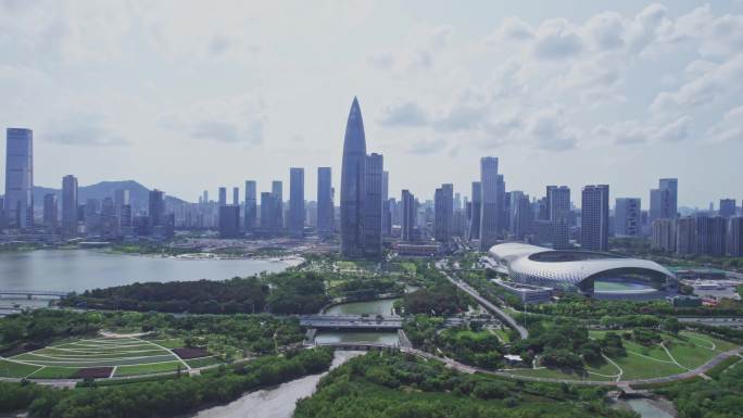 航拍深圳湾人才公园超级总部基地视频