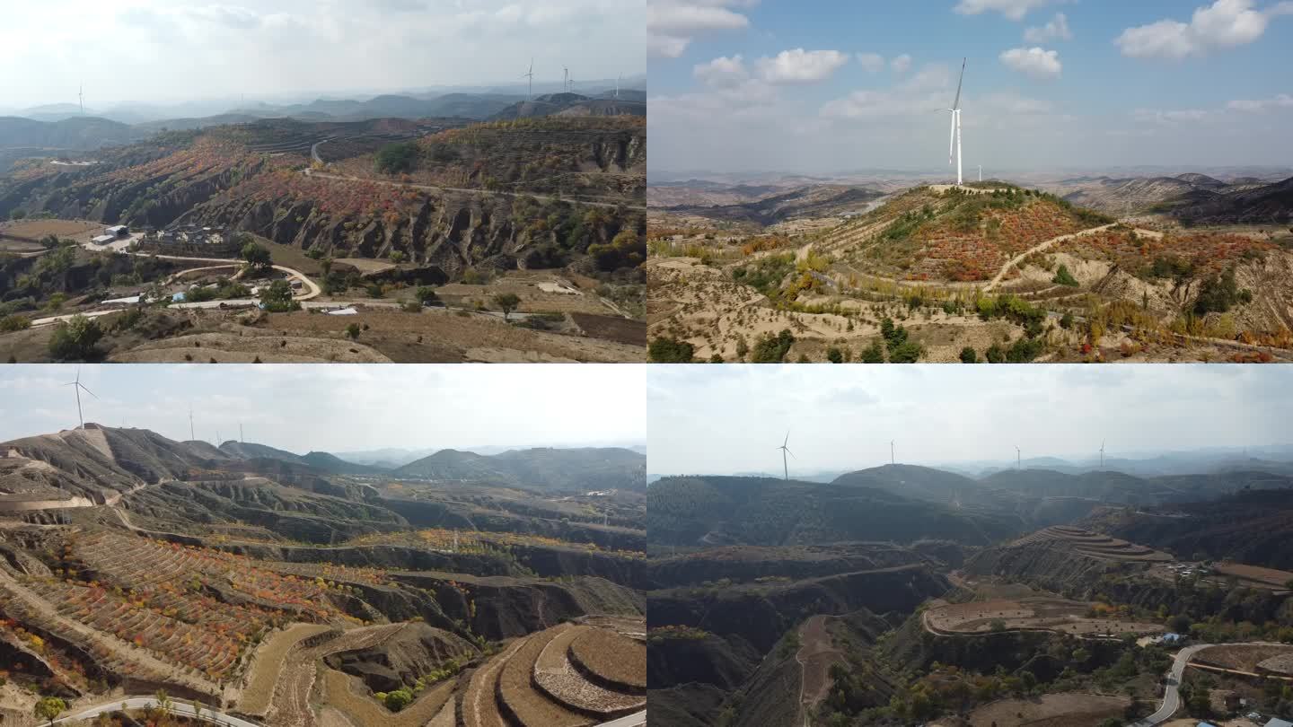 陕北黄土高原秋景，延安安塞鸦行山