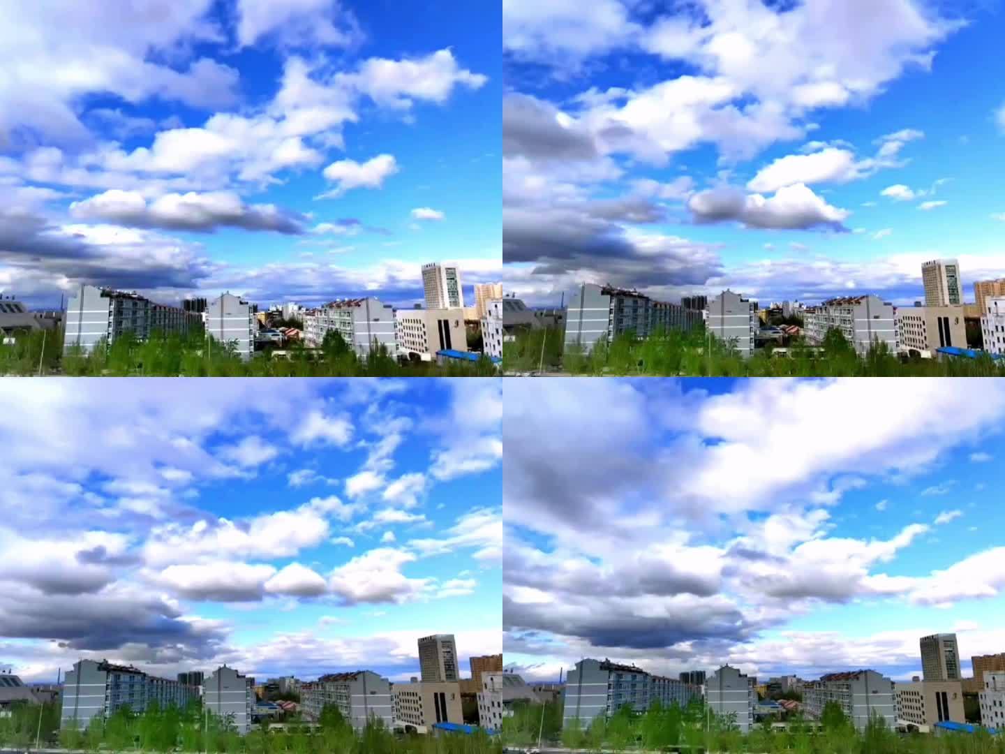 实拍延时内蒙古蓝天白云唯美风景背景素材