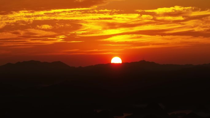 太阳下山 日落晚霞 火烧云