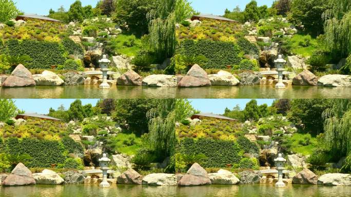 美丽的风景-湖面花园中的茶馆