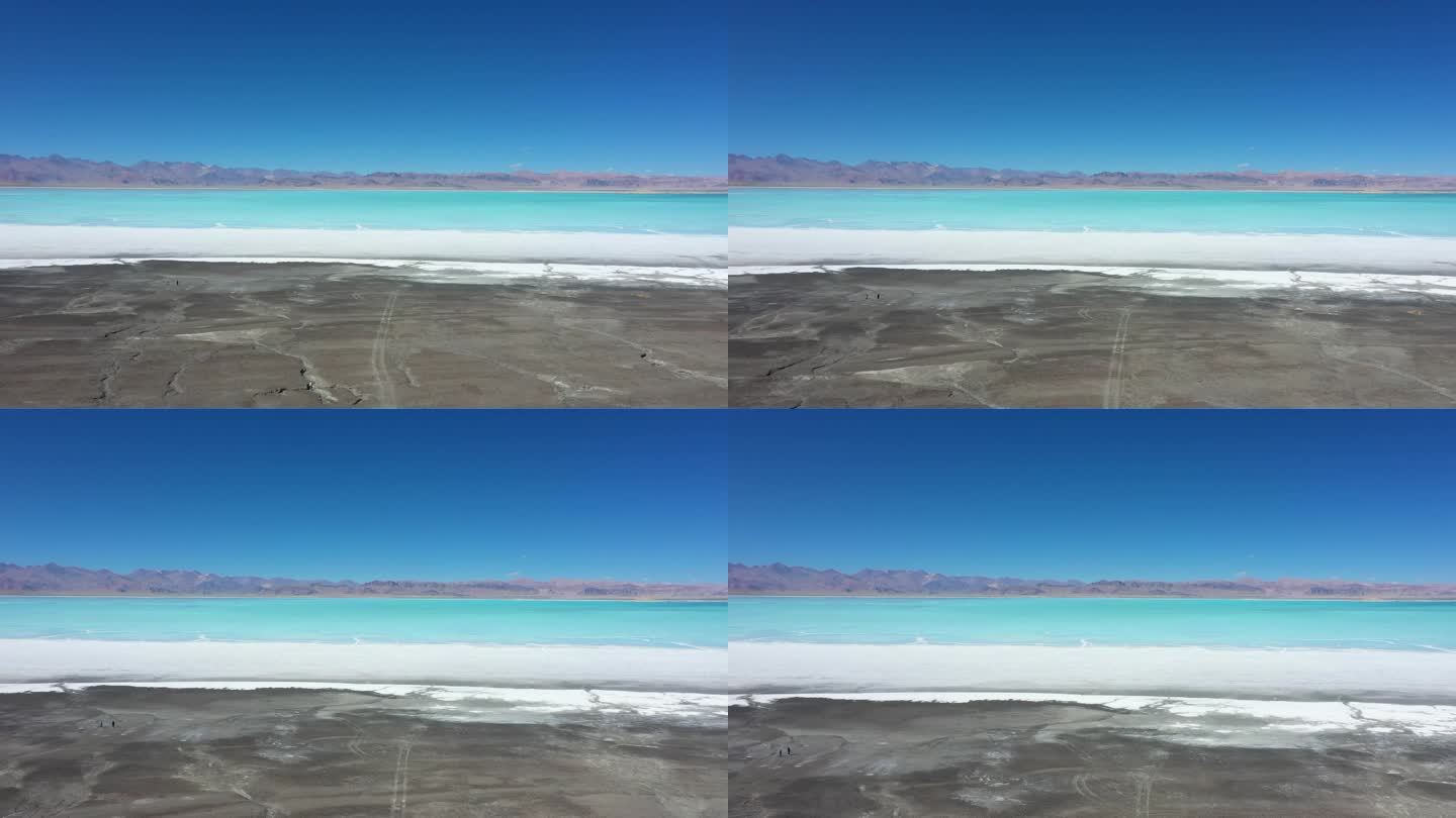 航拍中国西藏结晶了的扎布耶茶卡盐湖