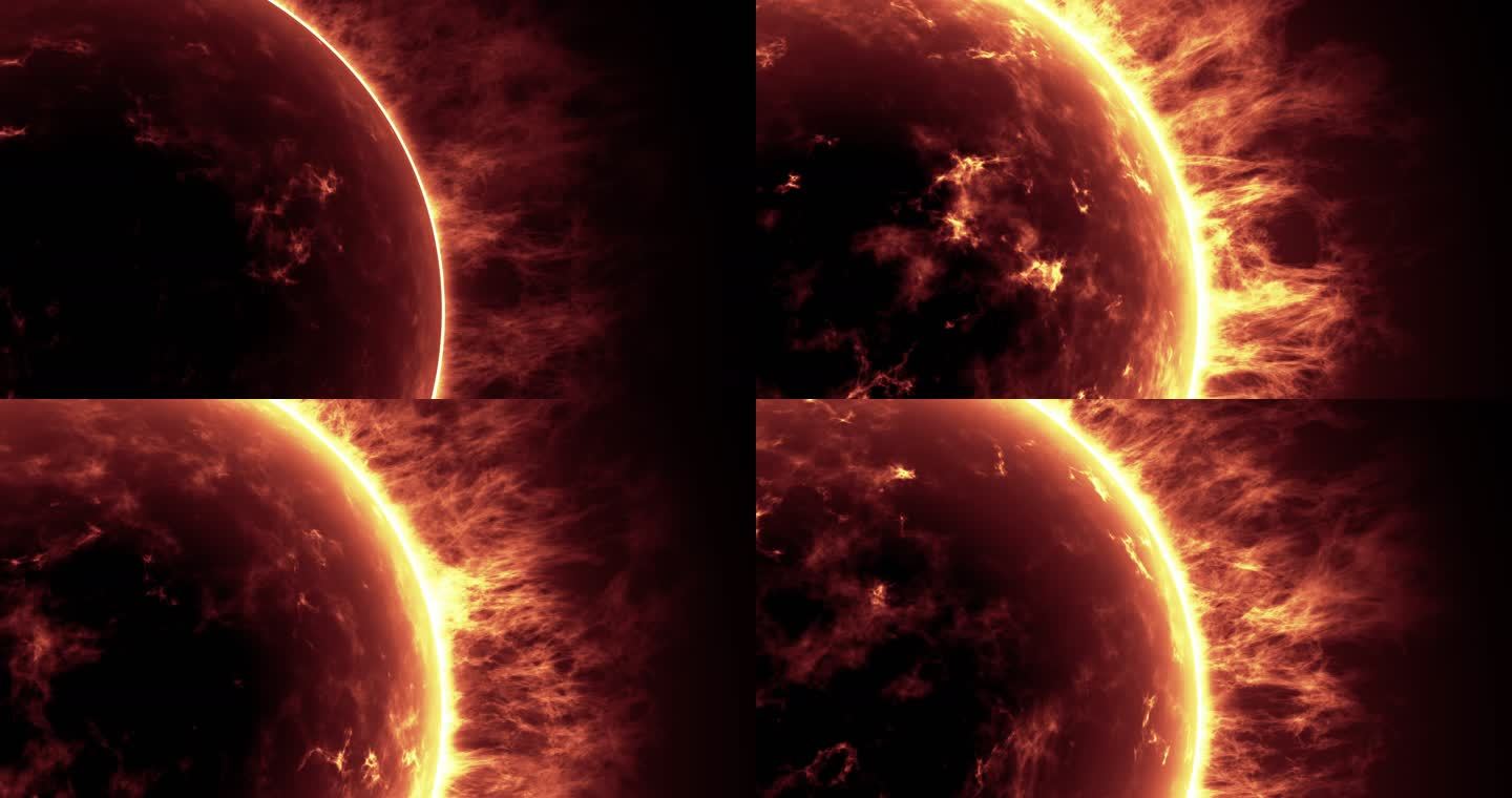 太阳表面有太阳耀斑。抽象的科学背景。