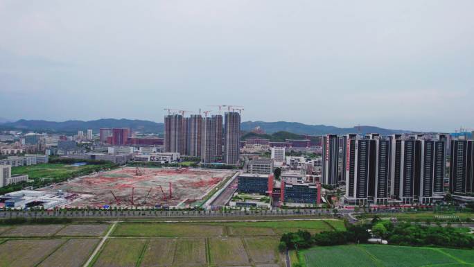 航拍深圳光明田园小镇中山大学附属医院