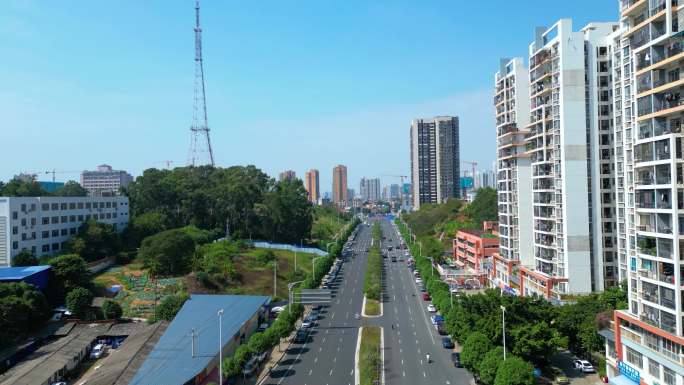 城市街道街景航拍