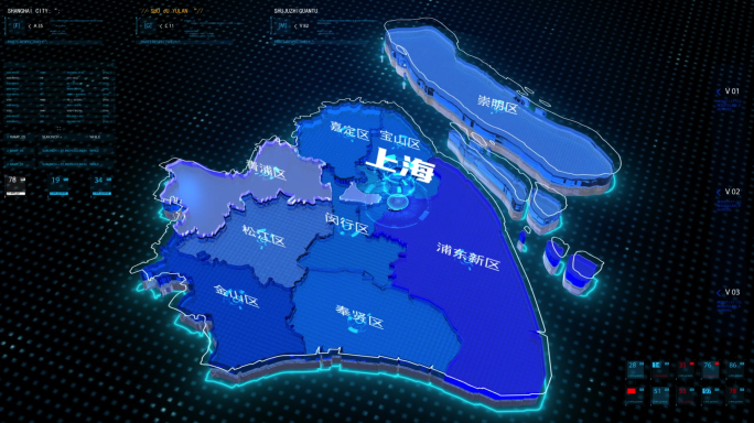上海地图科技数据展示AE模板