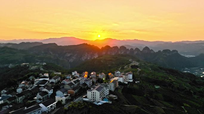 4k 穿岩十九峰农村田园 新昌下岩贝航拍